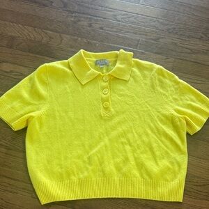 J. Crew Women's Bright Yellow Polo Cropped Sweater. M